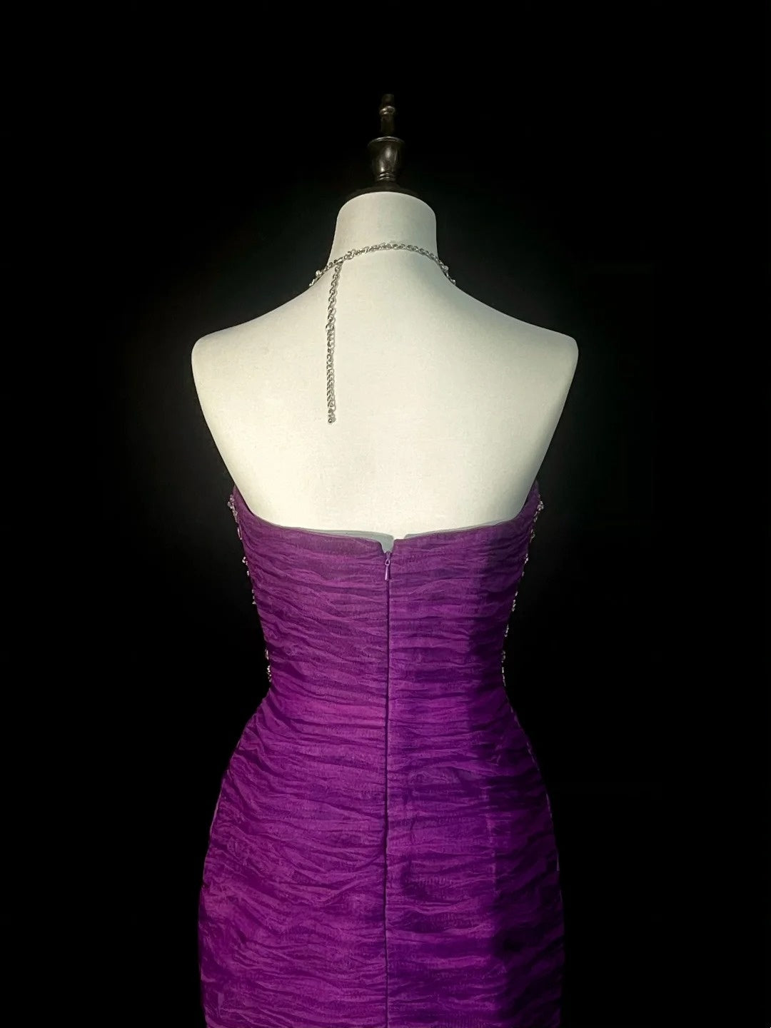 Vintage Mermaid Strapless Purple Tulle With Beaded 90s 2000s Senior Prom Dresses High School Long Formal Dress N1302