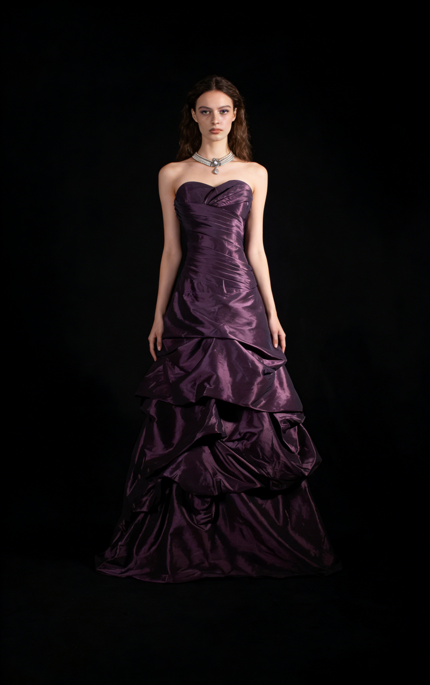 Vintage Prom Dresses 2000s Ball Gown Sweetheart Grape Satin Prom Dress Inspiration Long Prom Dresses AU056