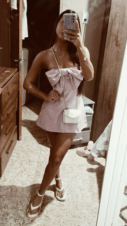 Romantic A Line Strapless Pastel Pink Satin 12th Grad Short Mini Fall Homecoming Dresses RB4417