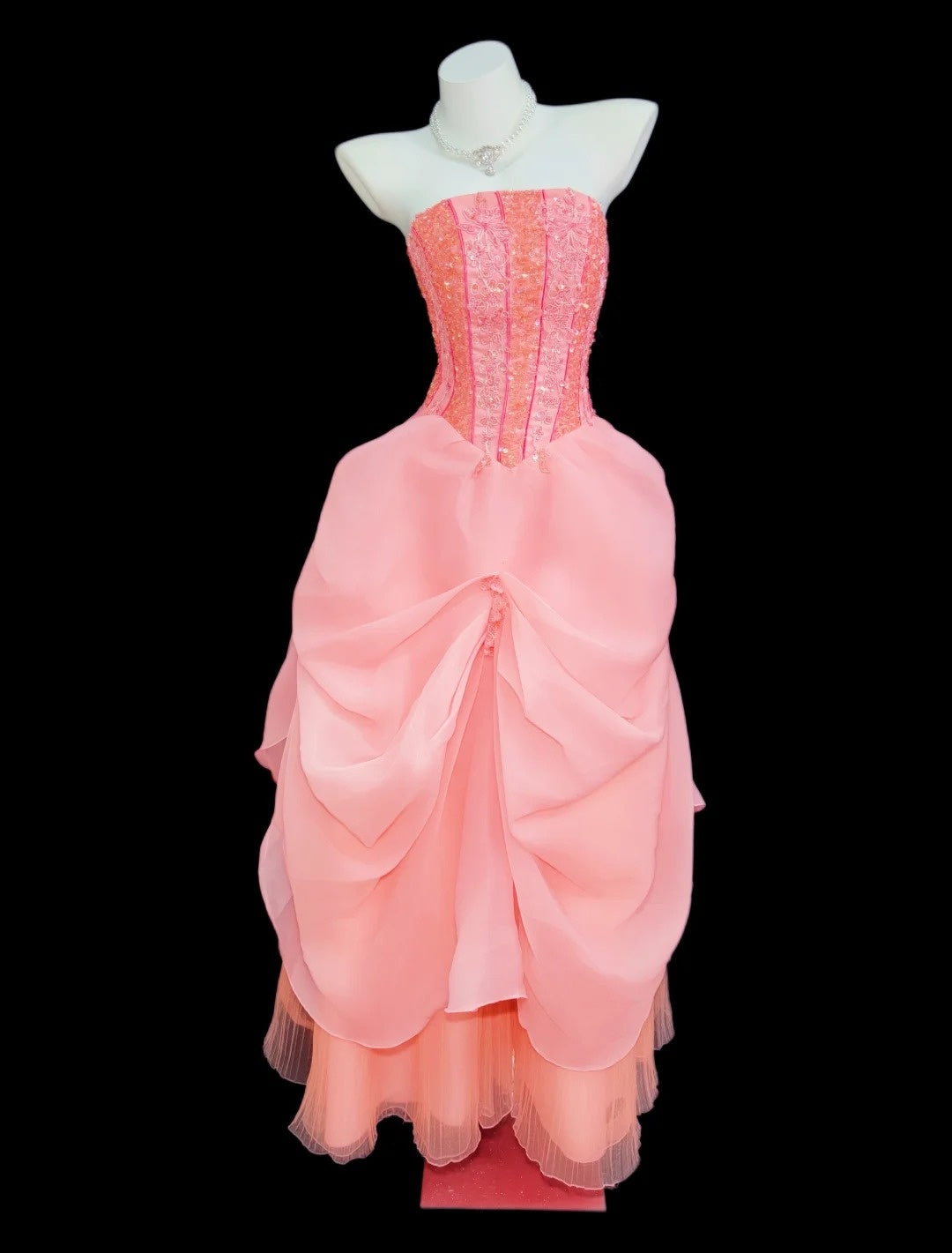Vintage Prom Dresses 90s Formal Ball Gowns Strapless Pink With Beadings Long Party Gowns N4487