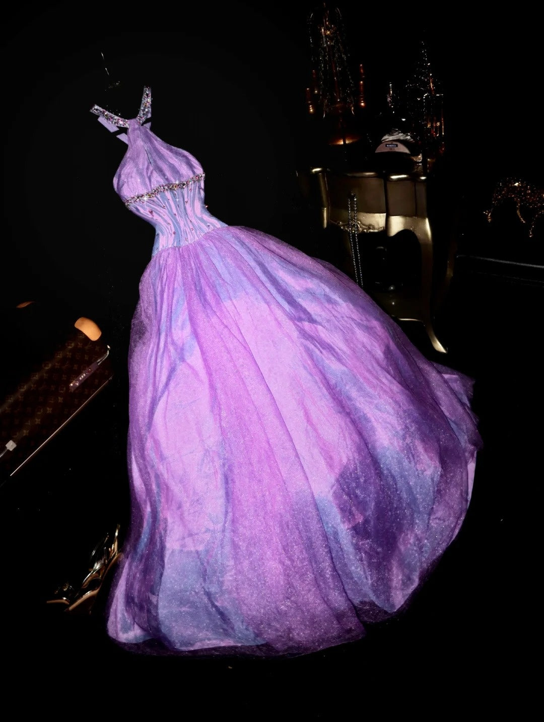 Elegant Ball Gown Halter Lilac Tulle With Beading School Dances Prom Dresses 8th Grade Formal Outfits Evening Dress RB8392