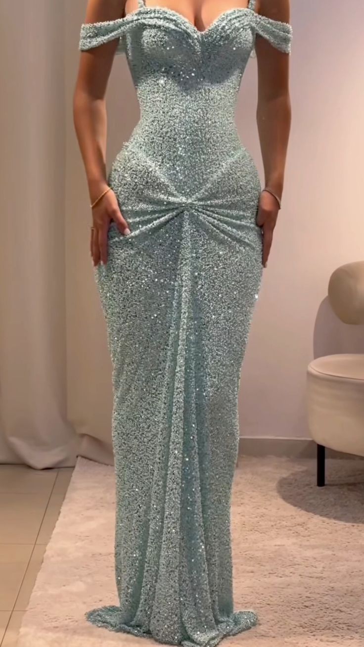 Glitter Bodycon Blue Straps With Sequined Long Prom Dresses Mermaid Bodycon For Women N4114