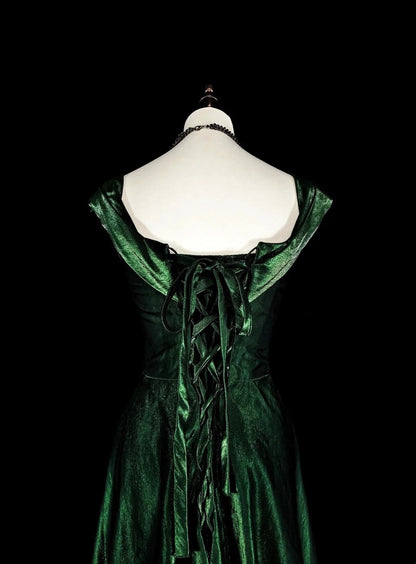 Vintage A Line Sweetheart Dark Green Velvet With Ruffles For High Schools Teens Prom Dresses Long Graduation Dress N1672