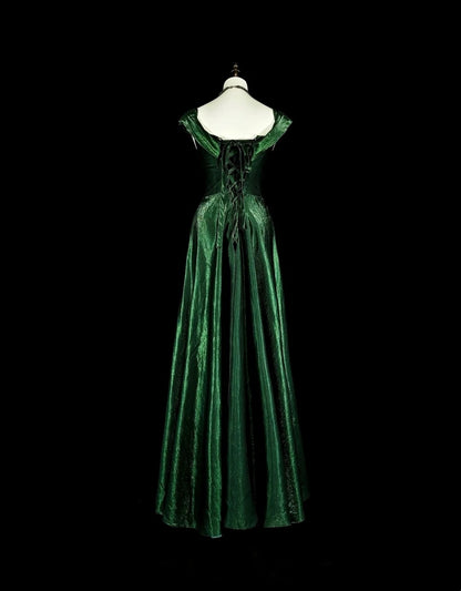 Vintage A Line Sweetheart Dark Green Velvet With Ruffles For High Schools Teens Prom Dresses Long Graduation Dress N1672