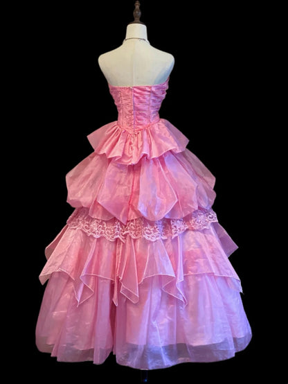 Princess Ball Gown Sweetheart Pink Long Lace Sweet 16 Dresses Seventeen Quince Dress RB4014