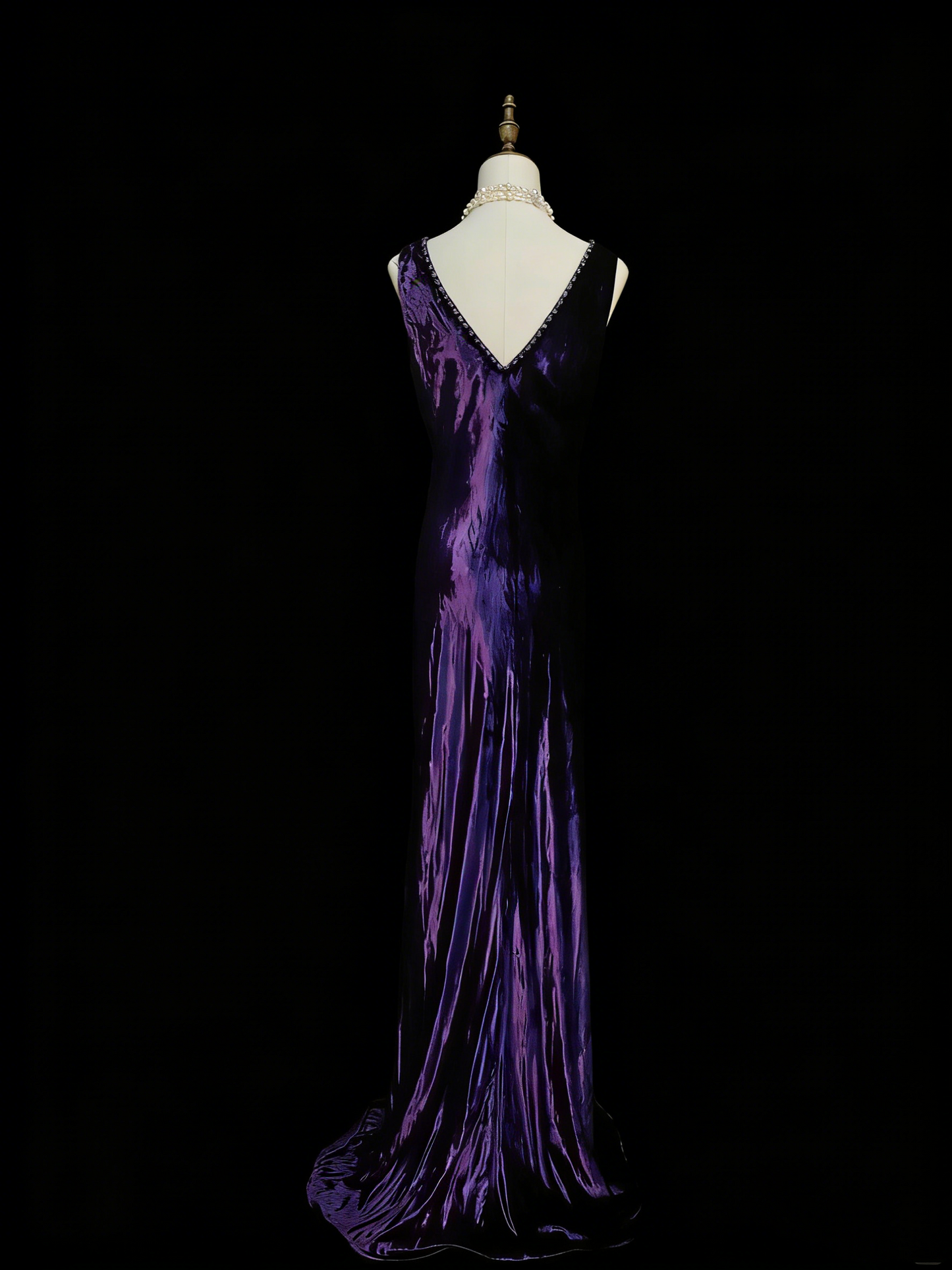 Vintage Mermaid V Neck Purple With Beads College Formal Outfit Long Prom Graduation Dresses For Teens N1310