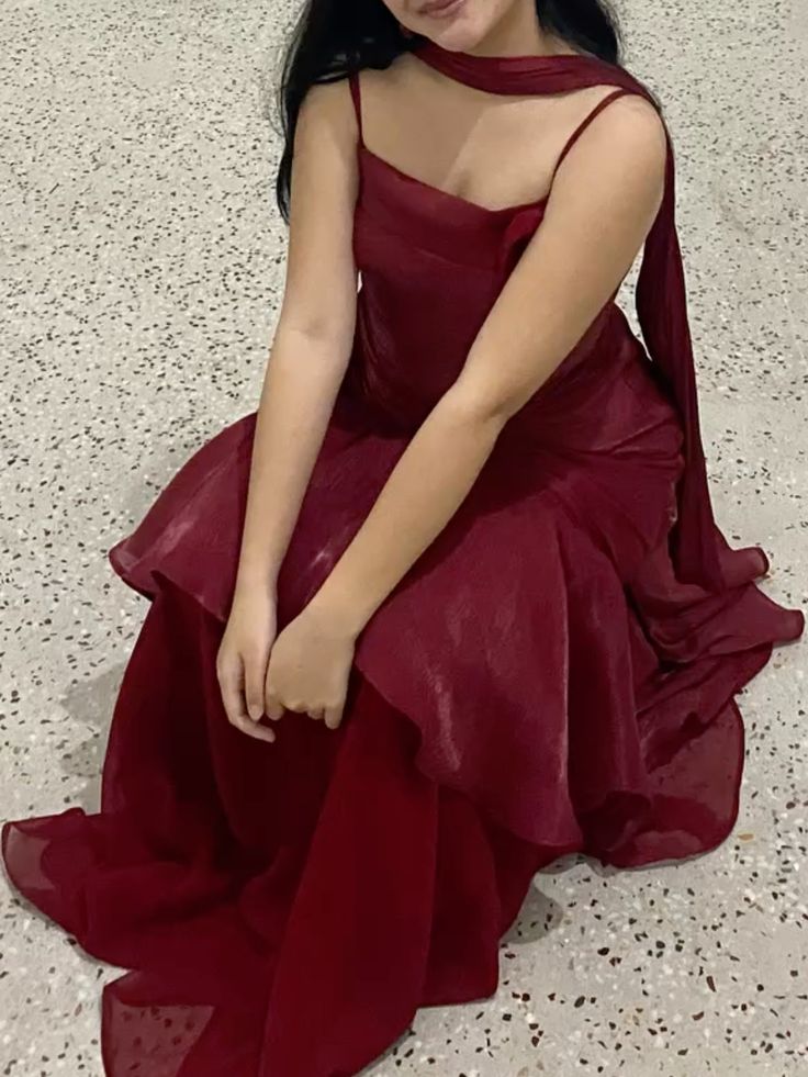 Simple A Line Strapless Burgundy Organza With Scarf Long Prom Dresses Impress Wedding Guest Dress Party Gown N286