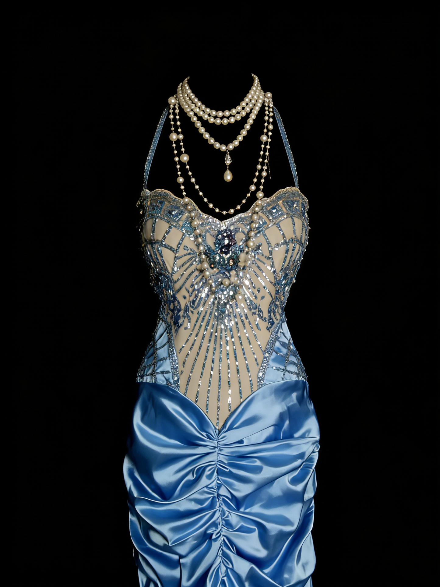 Vintage Prom Dresses Aesthetic 1960s Retro Halter Mermaid Beaded Long Party Dress N2144