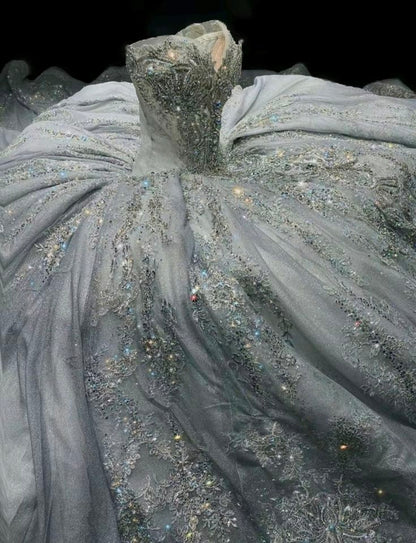 Luxury Ball Gown Sweetheart Sequin Lace Wedding Dress Fairytale Long Wedding Dresses RB2844