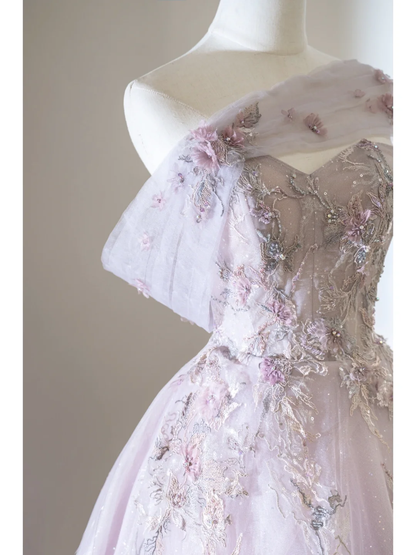 Unique Ball Gown Strapless Lilac Tulle With Multi Layered Long Prom Quinceanera Dresses Sweet 15 16 Birthday Gown AB903