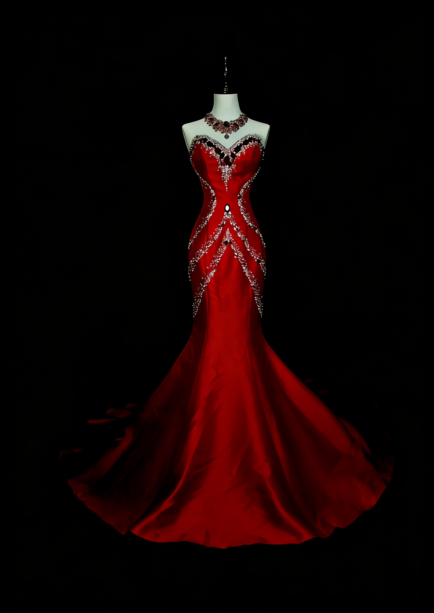 Retro Mermaid Sweetheart Red Satin With Beaded Sleeveless 70s Prom Dresses Long Formal Party Gowns N1492