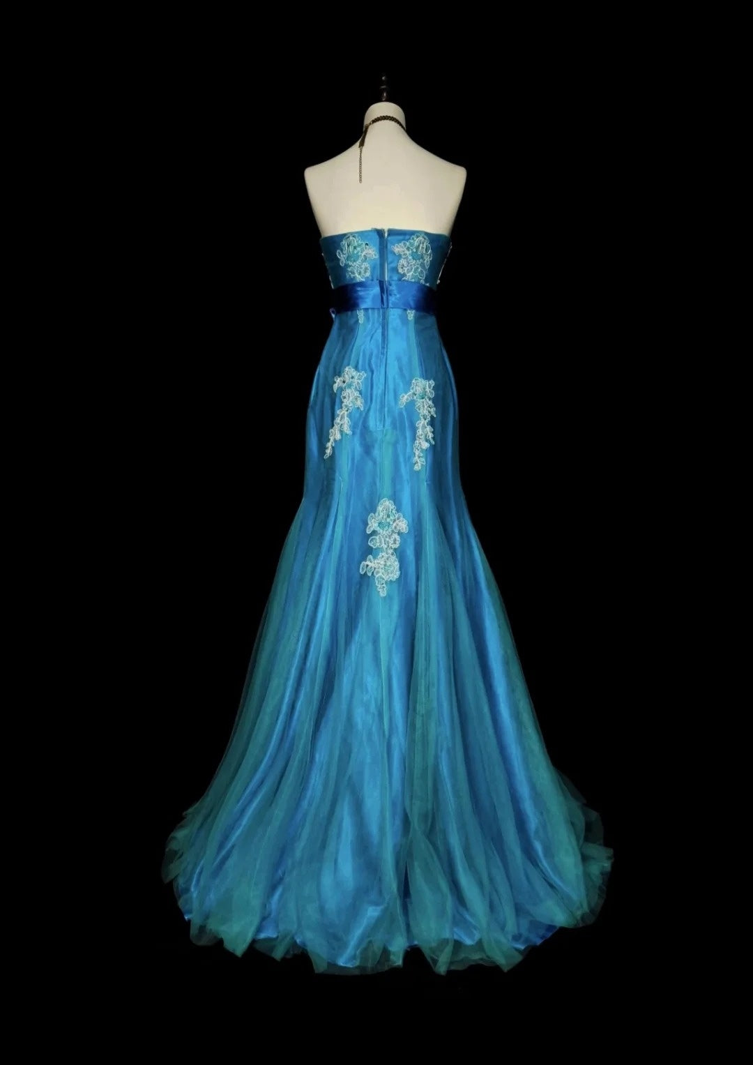 Vintage Mermaid Strapless Blue 2000s With Appliques Prom Dresses Long Formal Party Gown N1359