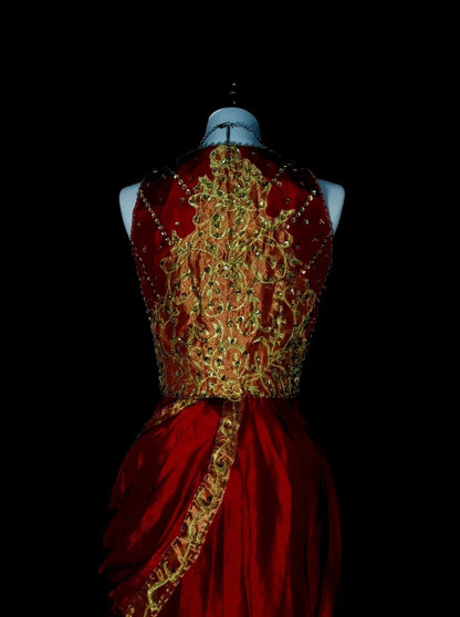 Modest A line Scoop Burgundy With Gold Apppliques Sleeveless Senior Prom Dresses High School Long Formal Dress N1369