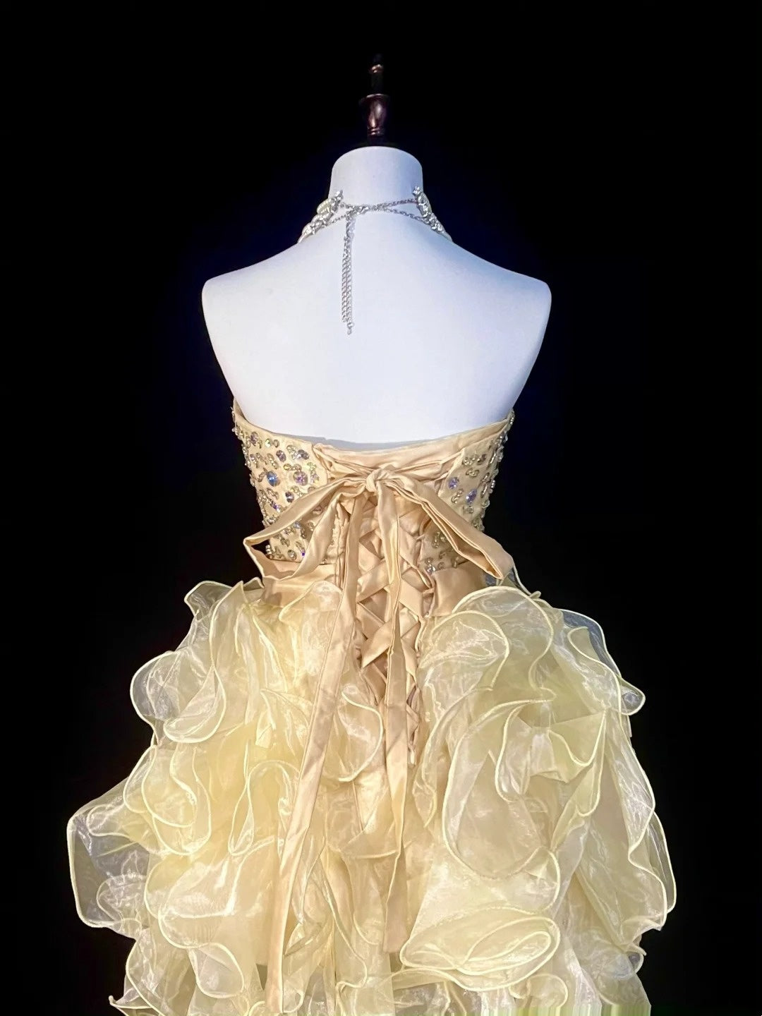 Chic Ball Gown Sweetheart Yellow Organza College Formal Outfit Prom Graduation Dresses For Teens N1370