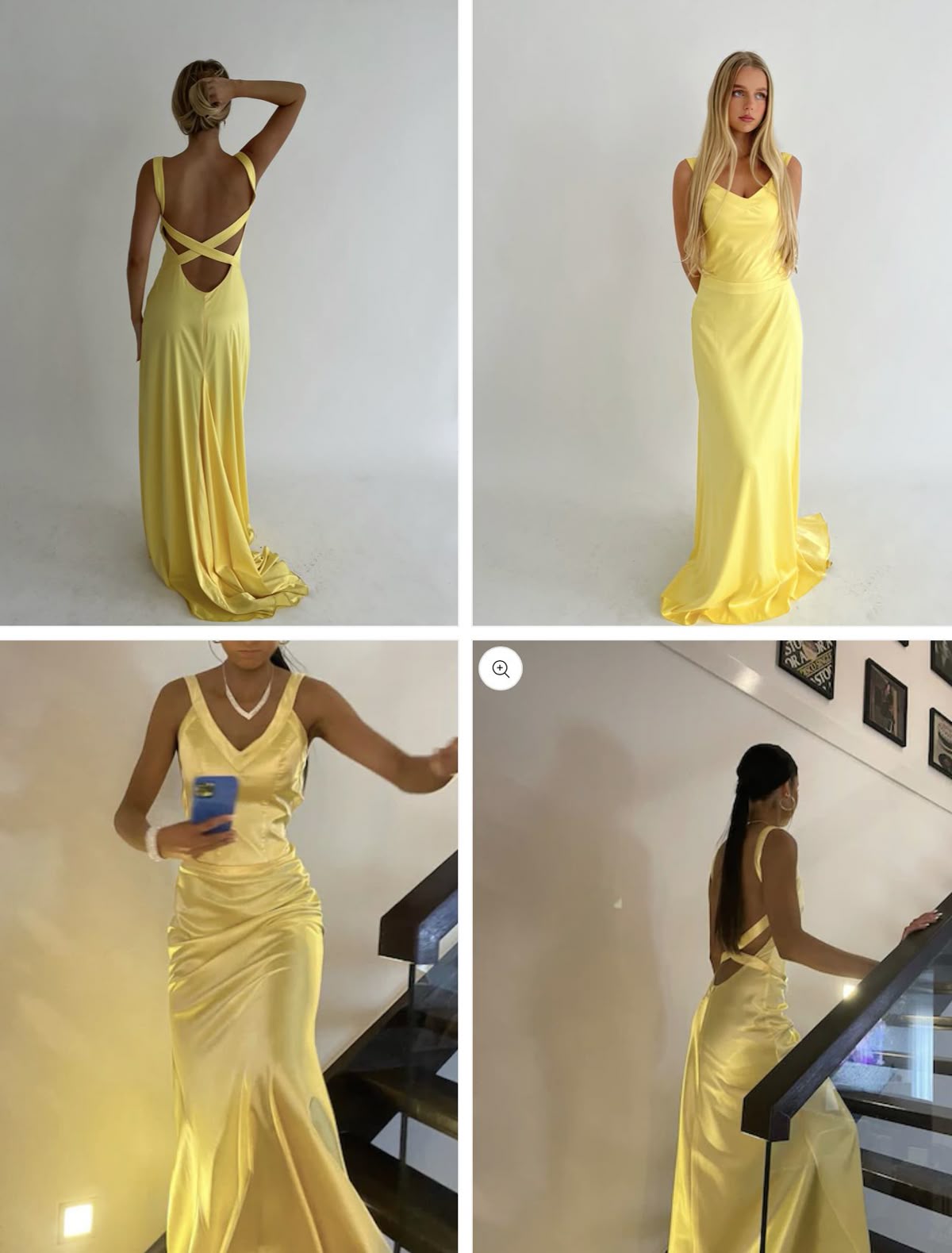 Yellow Mermaid Yellow Satin V-neck Backless Long Evening Prom Dresses Wedding Guest Dress N267