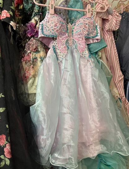 Charming Hoco Dress Homecoming Dresses Ball Gown Spaghetti Strap Pink With Butterfly 16th Birthday Party Outfits RB6392