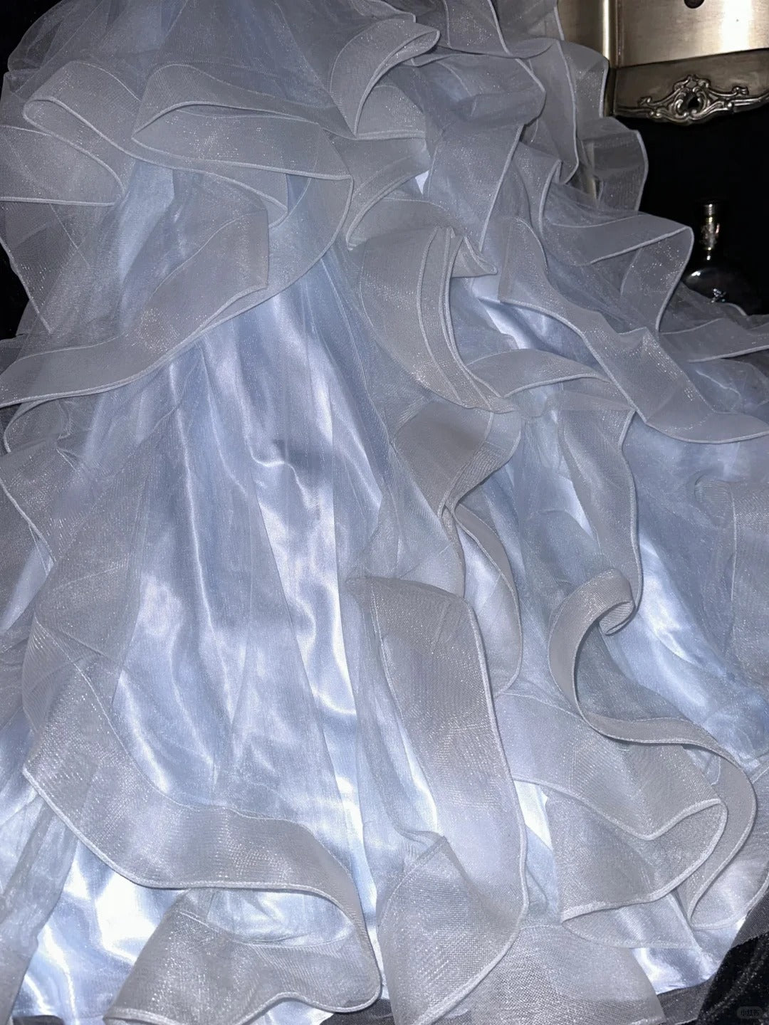 Elegant Ball Gown Spaghetti Straps Light Sky Blue With Tiered School Dances Prom Dresses 8th Grade Formal Outfits Evening Dress RB8389