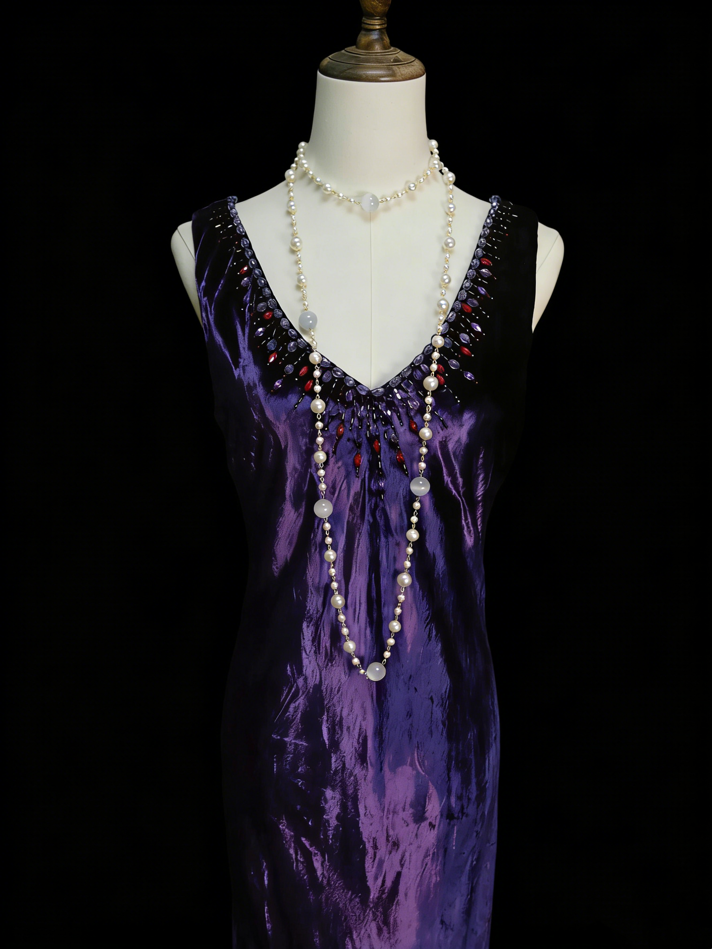 Vintage Mermaid V Neck Purple With Beads College Formal Outfit Long Prom Graduation Dresses For Teens N1310