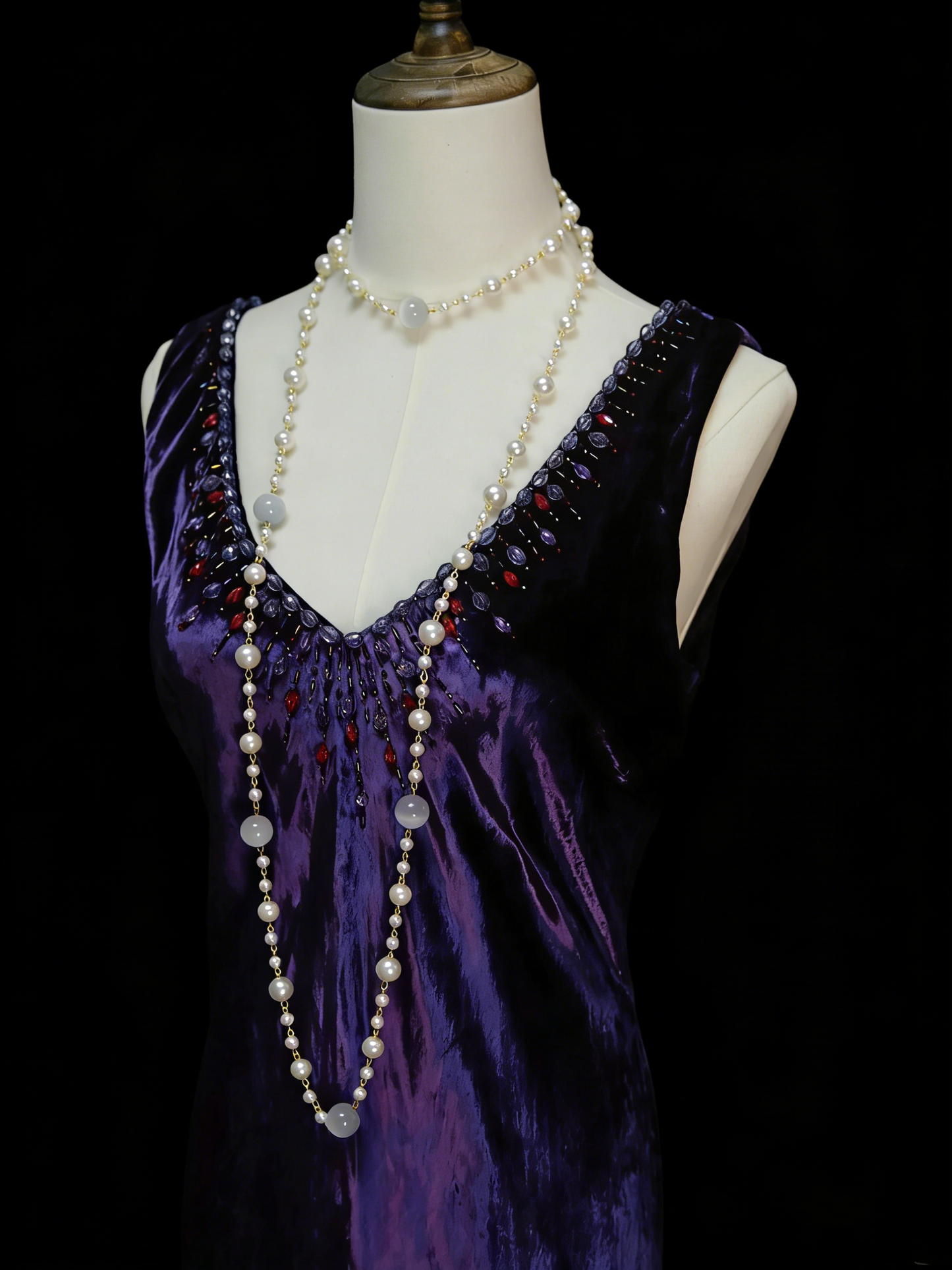 Vintage Mermaid V Neck Purple With Beads College Formal Outfit Long Prom Graduation Dresses For Teens N1310