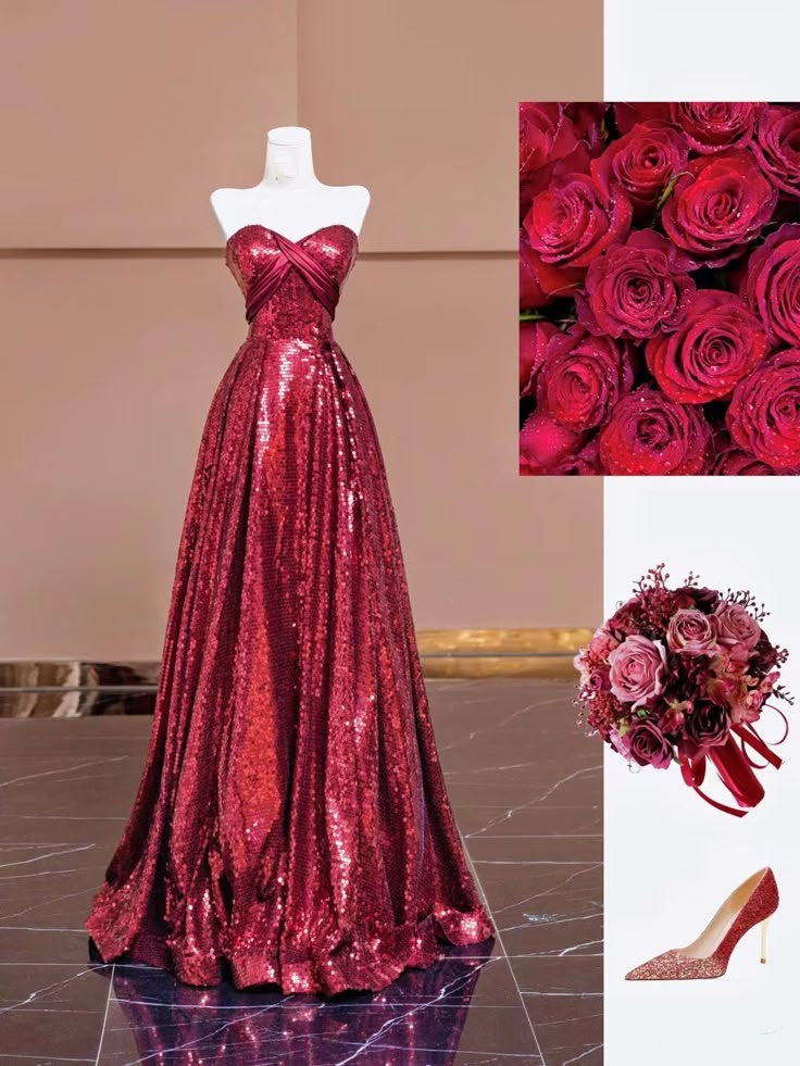Elegant A Line Sweetheart Burgundy Sequined Evening Women Party Dresses Long Formal Prom Dress 18th Birthday Gown AB1250