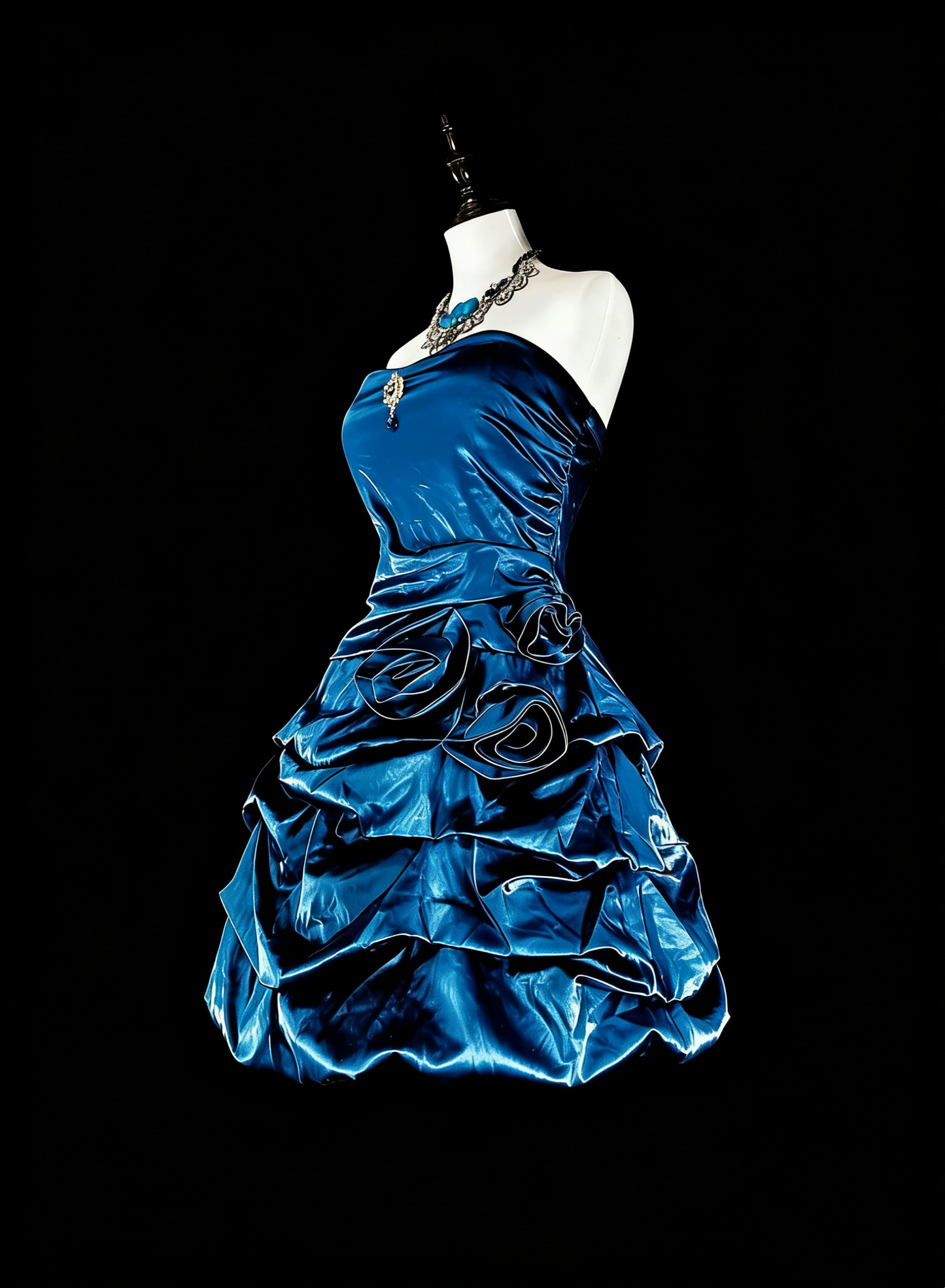 Cute Ball Gown Strapless Teal With Flowers Short Mini Homecoming Dresses N2388
