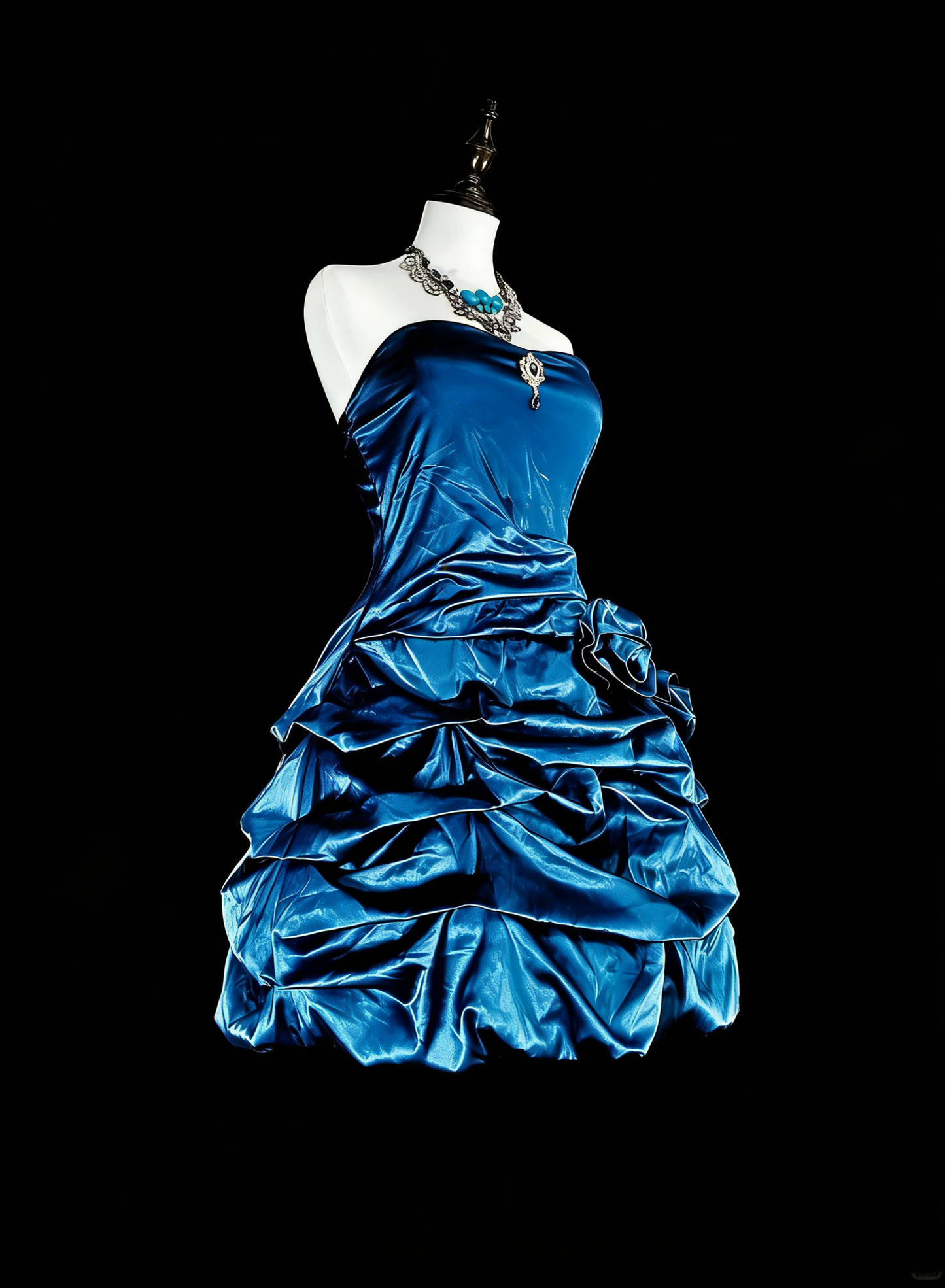 Cute Ball Gown Strapless Teal With Flowers Short Mini Homecoming Dresses N2388
