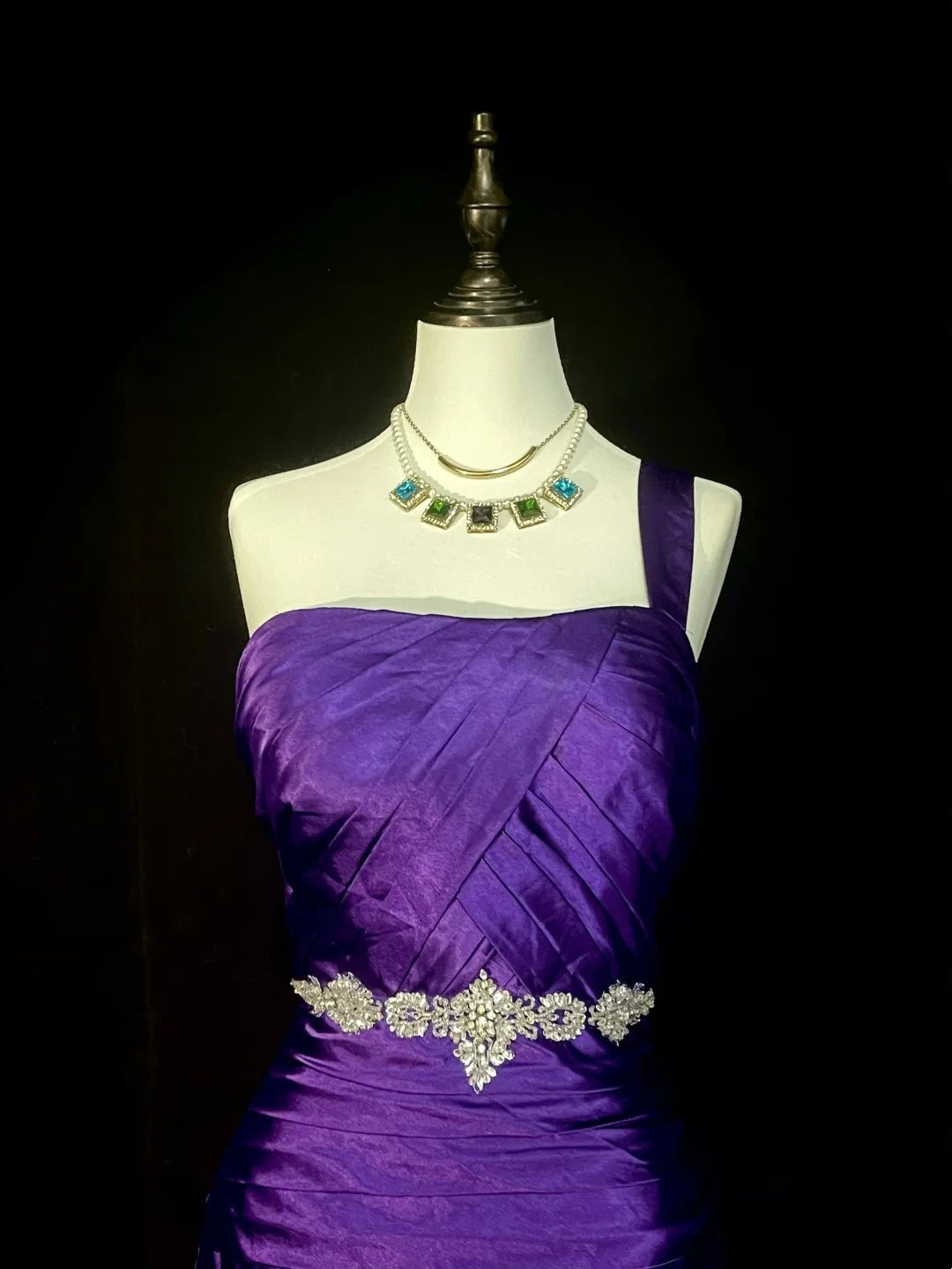 Vintage Mermaid One Shoulder Grape Satin 90s With Beaded Prom Dresses Long Formal Party Gown N1376