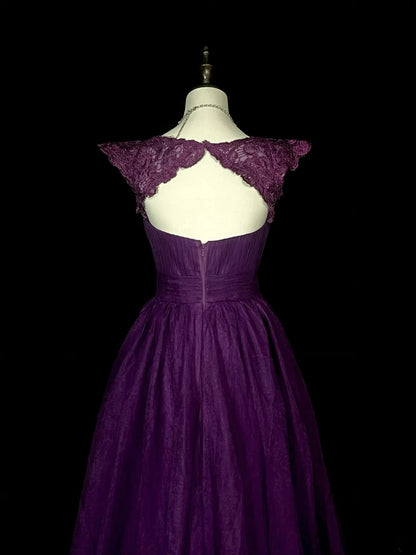 Modest A line Sweetheart Grape Chiffon Sleeveless Senior Prom Dresses High School Long Formal Dress N1377