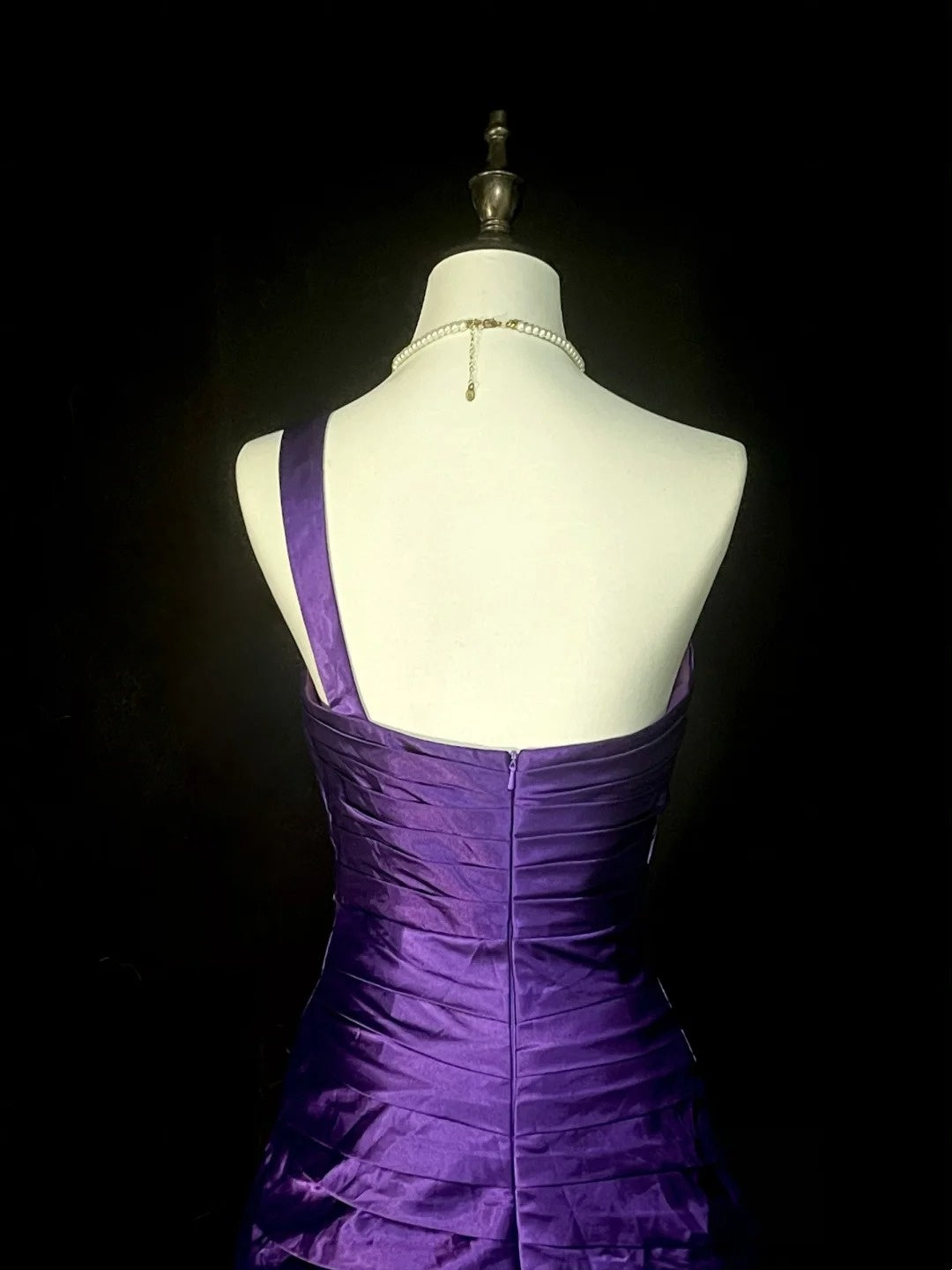 Vintage Mermaid One Shoulder Grape Satin 90s With Beaded Prom Dresses Long Formal Party Gown N1376