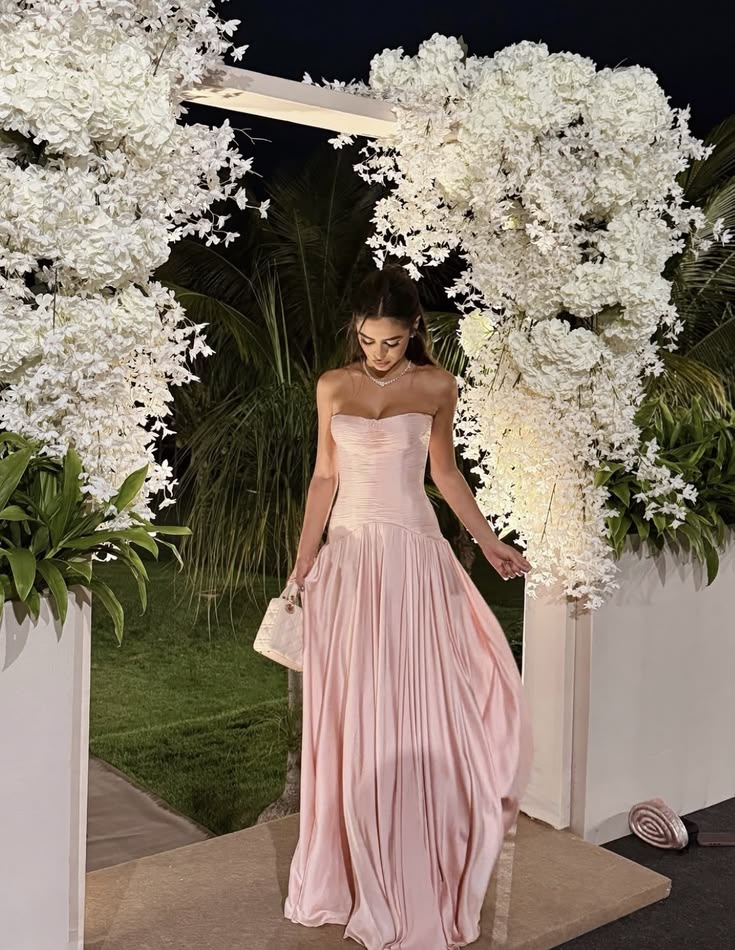 Pink Mermaid Prom Dresses Inspiration Strapless Chiffon Evening Gown Long Gala Formal Dress RC1527