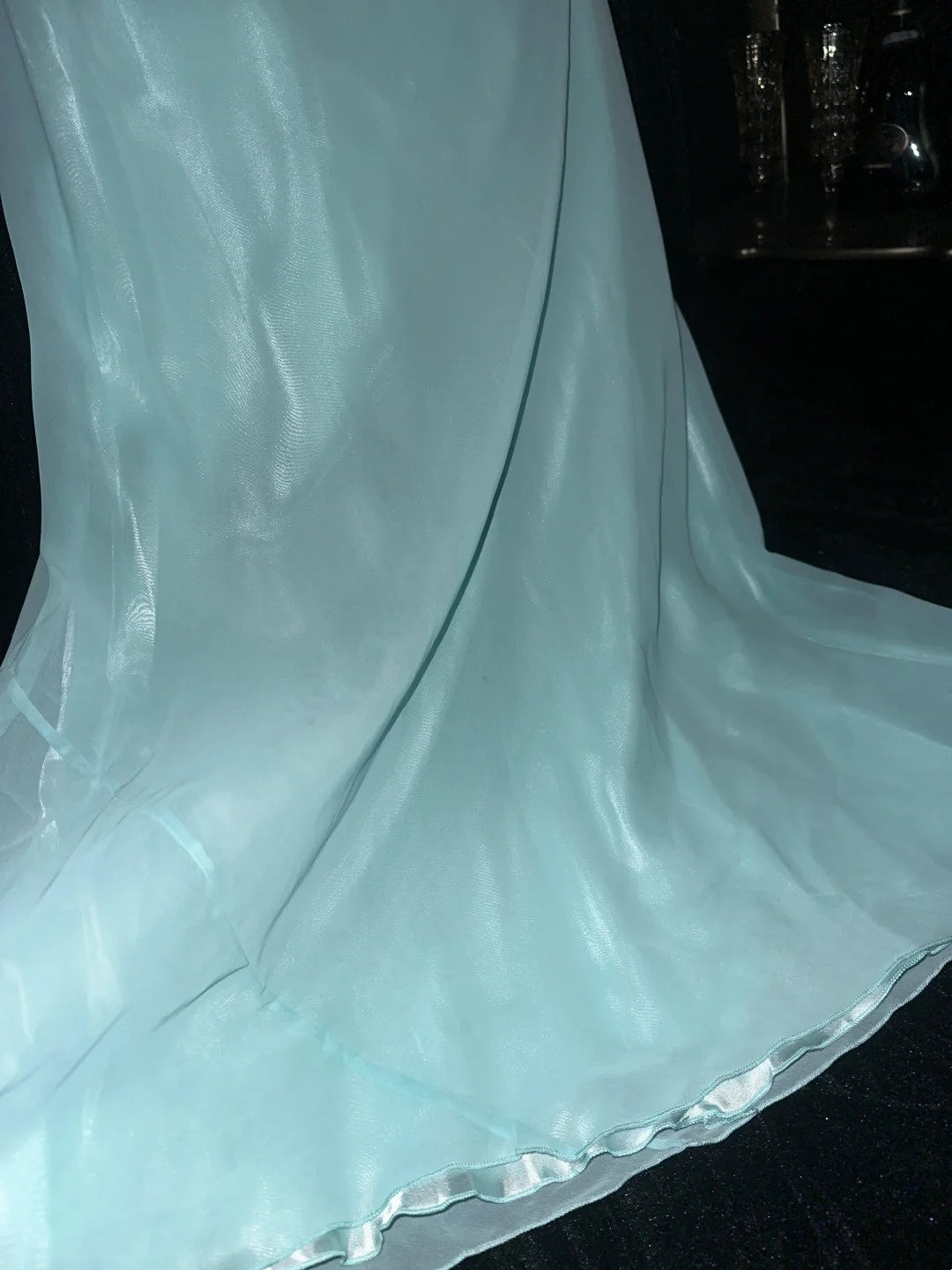 Dreamy Mermaid Spaghetti Straps Light Sky Blue Chiffon With Beading School Dances Prom Dresses 8th Grade Formal Outfits Evening Dress RB8397