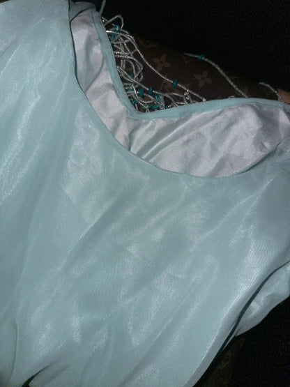 Dreamy Mermaid Spaghetti Straps Light Sky Blue Chiffon With Beading School Dances Prom Dresses 8th Grade Formal Outfits Evening Dress RB8397