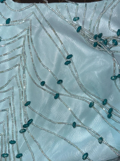 Dreamy Mermaid Spaghetti Straps Light Sky Blue Chiffon With Beading School Dances Prom Dresses 8th Grade Formal Outfits Evening Dress RB8397