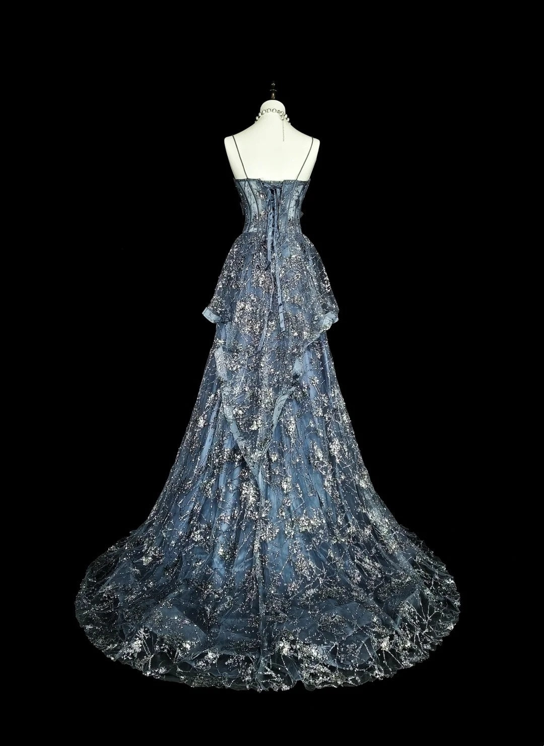 Vintage Prom Dresses Aesthetic Ball Gown Spaghetti Straps Gray Sequins Long Inspo Formal Party Gowns N1849