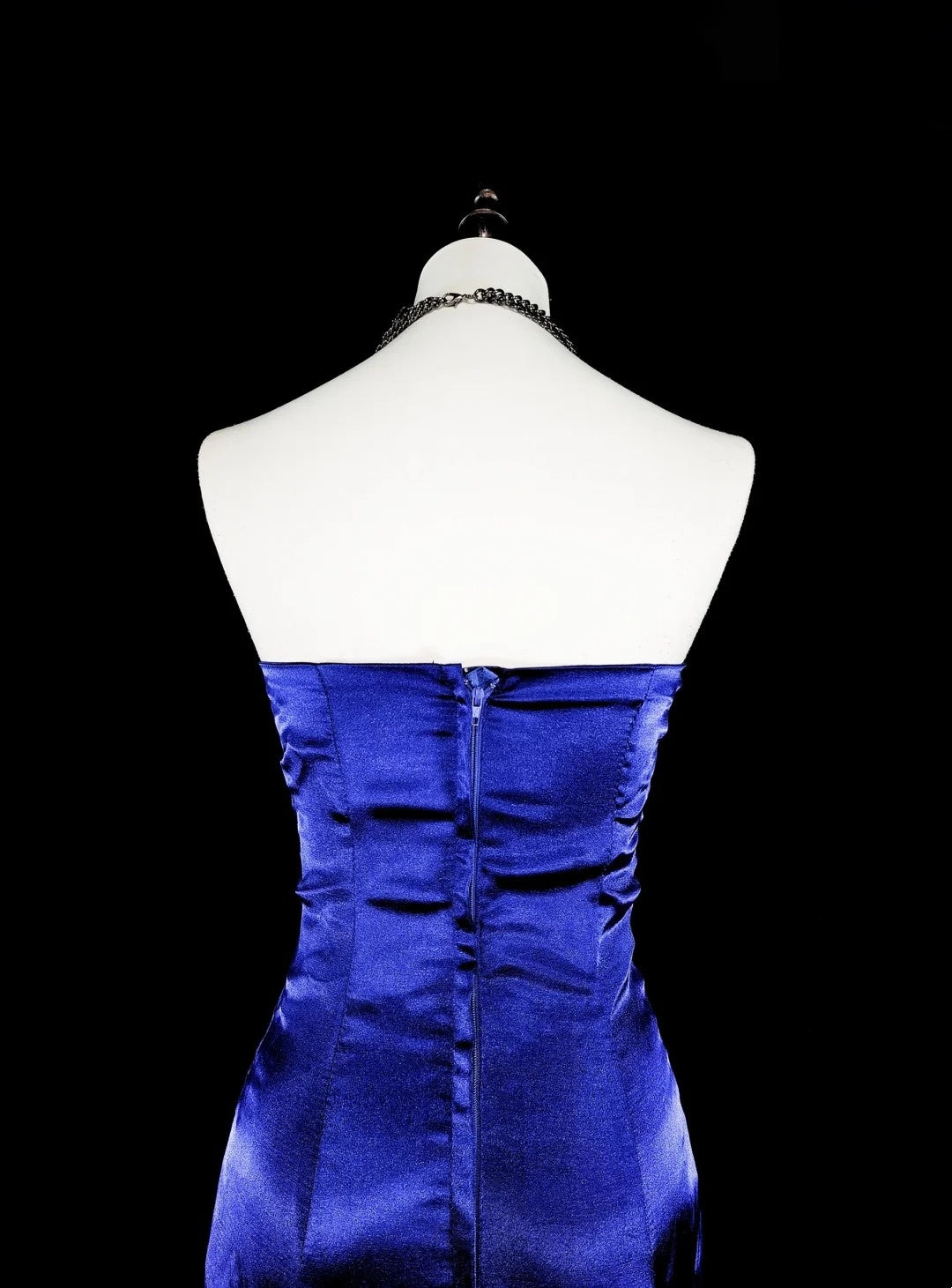 Vintage Prom Dresses Aesthetic Mermaid Strapless Royal Blue Beaded Classic Inspo Party Dress N2005