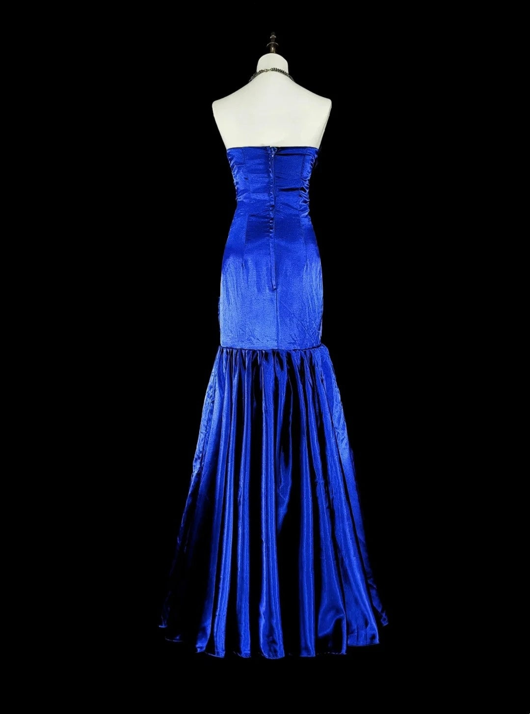 Vintage Prom Dresses Aesthetic Mermaid Strapless Royal Blue Beaded Classic Inspo Party Dress N2005