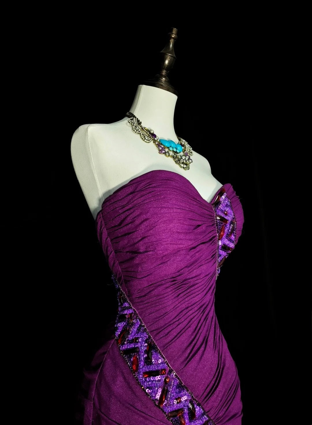 Vintage Mermaid Sweetheart With Beaded Purple Long Summer Beach Black Tie Prom Dresses Spring Formal Party Dress N1420