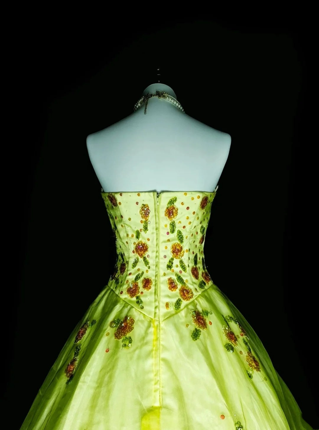 Chic Ball Gown Strapless Green Tulle With Beaded Long College Formal Outfit Prom Graduation Dresses For Teens N1379
