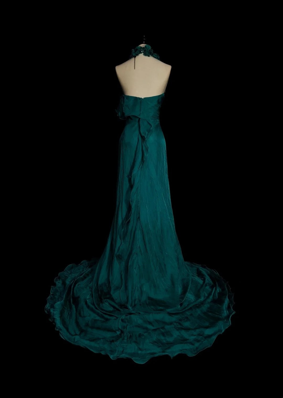 Modest A line Halter Dark Green Chiffon Sleeveless Senior Prom Dresses High School Long Formal Dress N1378