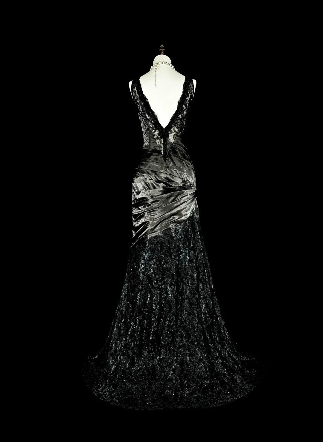 Vintage 1960s Boat Neck Sleeveless Satin Pleated Mermaid Long Prom Dresses N1574