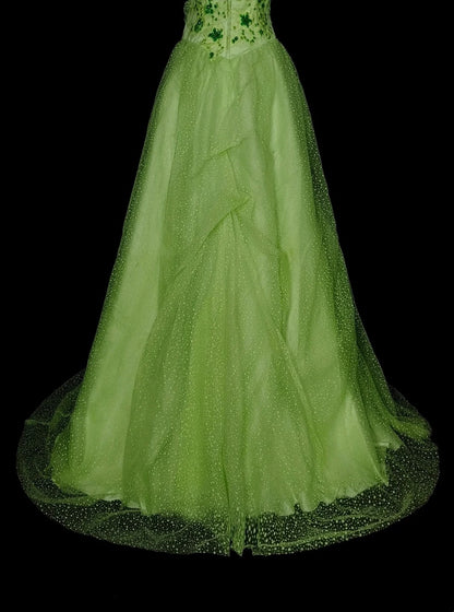 Modest Ball Gown One Shoulder Green Tulle Long Summer For High Schools Prom Dresses Spring Formal Dress N1418