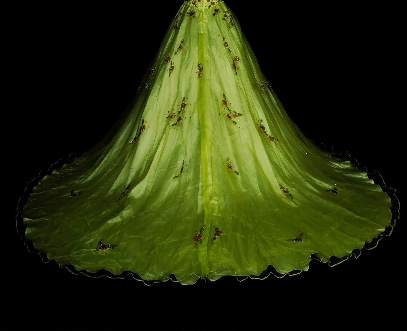 Chic Ball Gown Strapless Green Tulle With Beaded Long College Formal Outfit Prom Graduation Dresses For Teens N1379