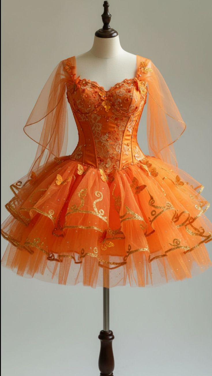 Unique Homecoming Dresses Outfit inspo Ball Gown Sweetheart Orange 16th Birthday Cocktail Dress Ideas Outfits RB8174