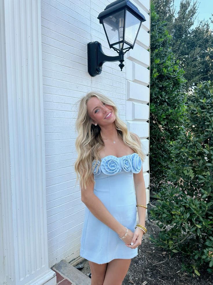 Modest Homecoming Dresses Outfit inspo Sheath Strapless Blue Satin 16th Birthday Cocktail Ideas Outfits RB8332