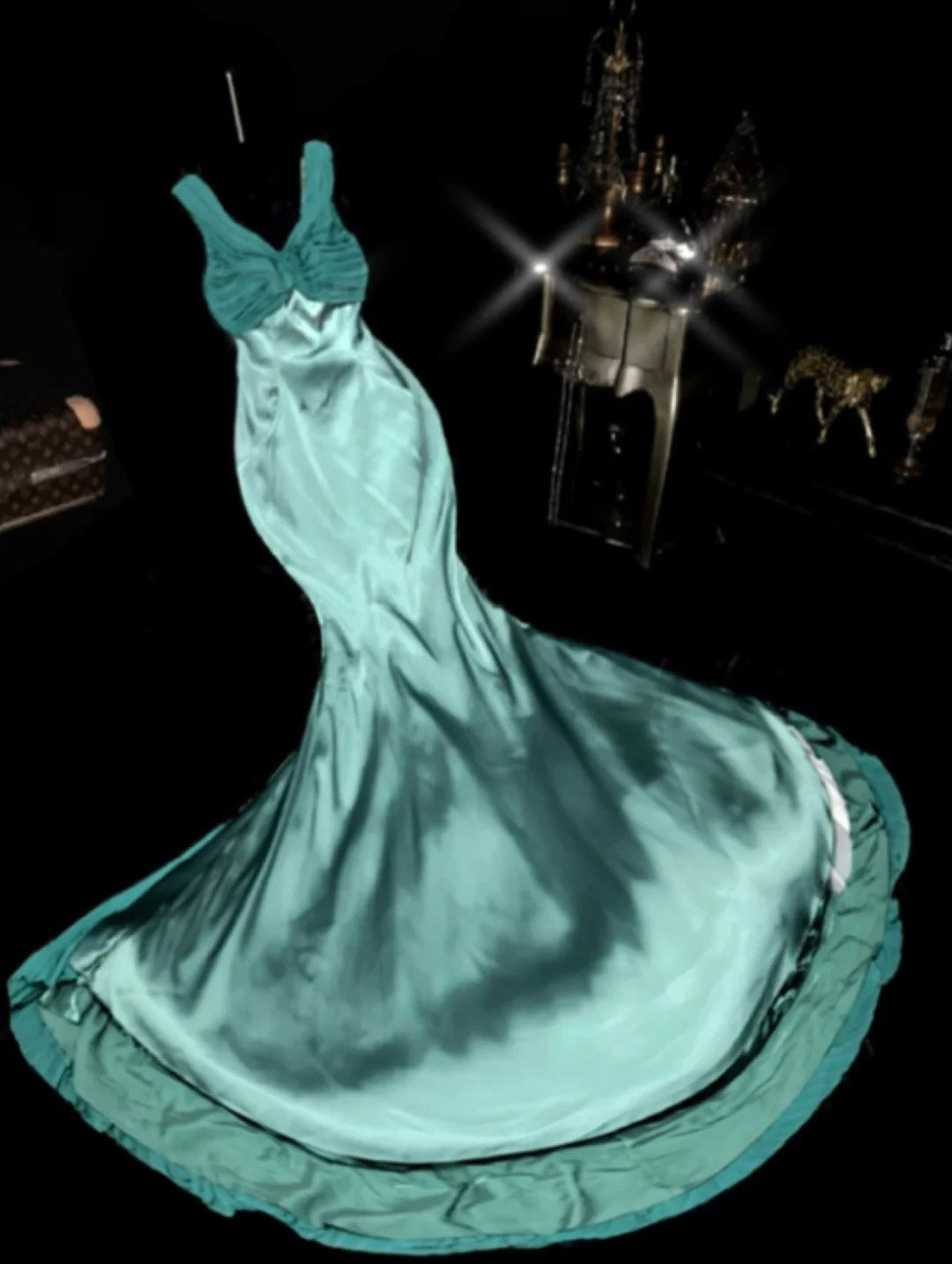 Luxurious Mermaid Sweetheart Green Chiffon With Pleated School Dances Prom Dresses 8th Grade Formal Outfits Evening Gown RB8401