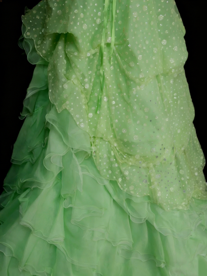 Modest Ball Gown Sweetheart Green Organza 80s Long Prom Dresses Inspiration Party Gowns Vintage Sweet 16 Dress N1311