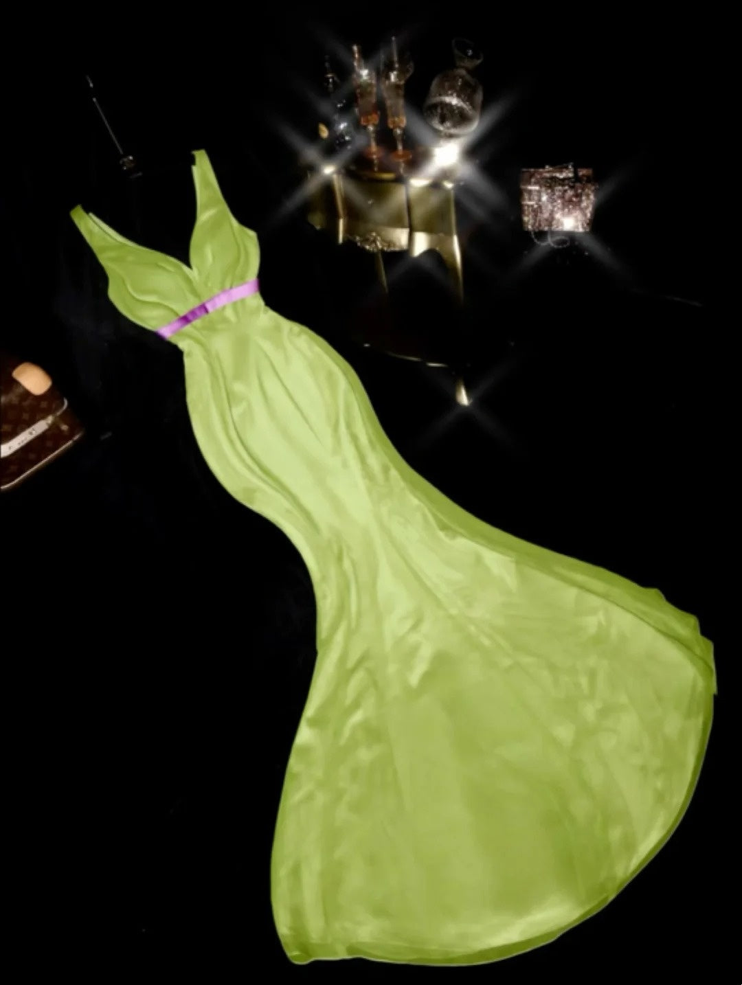 Luxurious Mermaid V Neck Green Chiffon School Dances Prom Dresses 8th Grade Formal Outfits Evening Gown RB8405