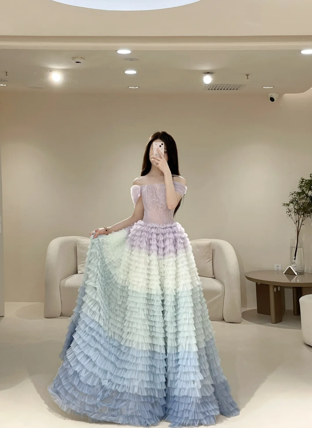 Cute Ball Gown Off The Shoulder Tulle Layered Long Prom Dresses Impress 19th Birthday Outfits Prom Gown AB900