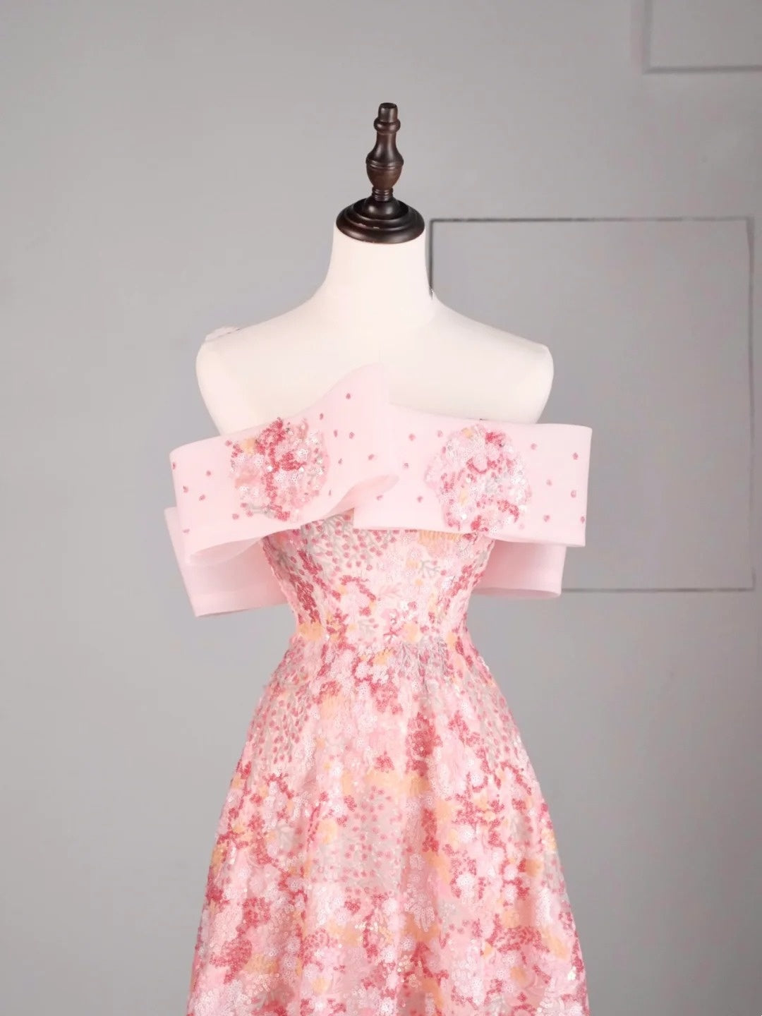 Elegant A line Off The Shoulder Pink Sequin Long Prom Dresses For Teens Evening Outfits Formal Dress N1079