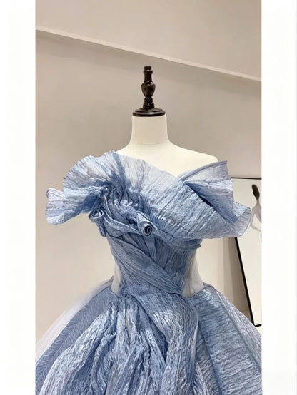 Princess Ball Gown Off The Shoulder Dusty Blue Quince Dress Long Sweet 15 16 Quinceanera Dresses Vestido de princesa RB4476